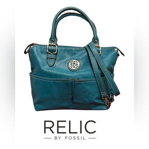 Relic by Fossil Teal Faux Leather Top-Handle Bag with Detachable Crossbody Strap
